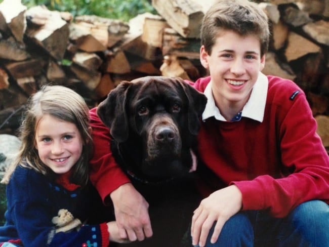 children and their Labrador 