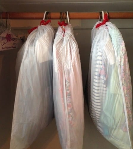clothes in plastic bags 