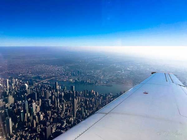 view from plane over NYC
