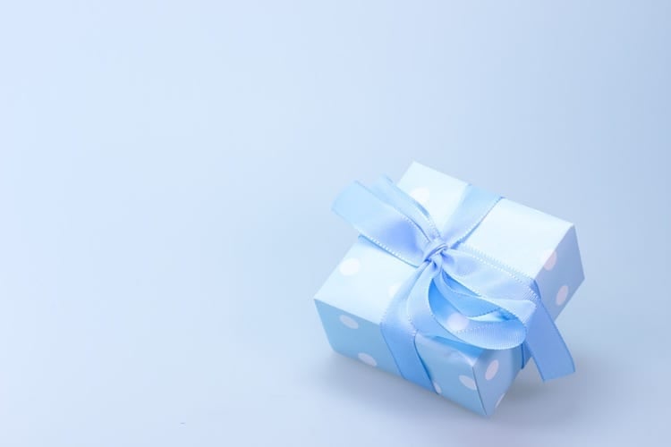 blue wrapped gift