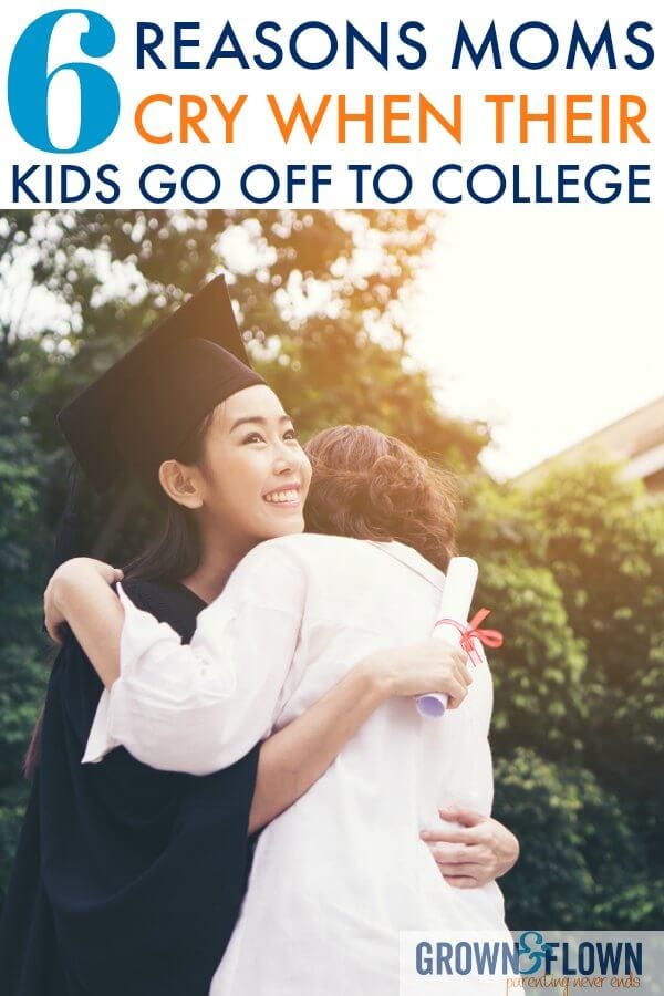 Dropping your child off at college is an emotional time for both the parent and the child. But, here's a real look at why moms cry when they leave their kids at college. You'll be inspired by this post about kids leaving the nest. #parenting #parenthood #collegelife #college #graduation #motherhood #emptynest #grownandflown