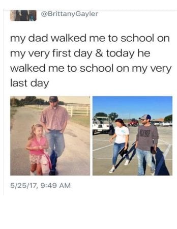 Dad Walks Daughter to School on First and Last Day