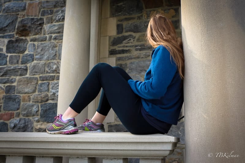 girl sitting at college 