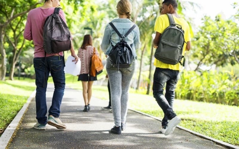 students walking