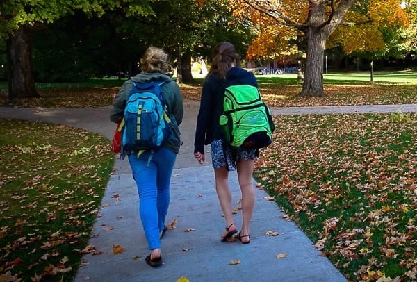 two students walking 