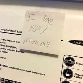 Son leaves notes to mom for her to find after he returns to college