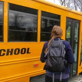 Seeing a school bus reminds this mom of when her college daughter was much younger.