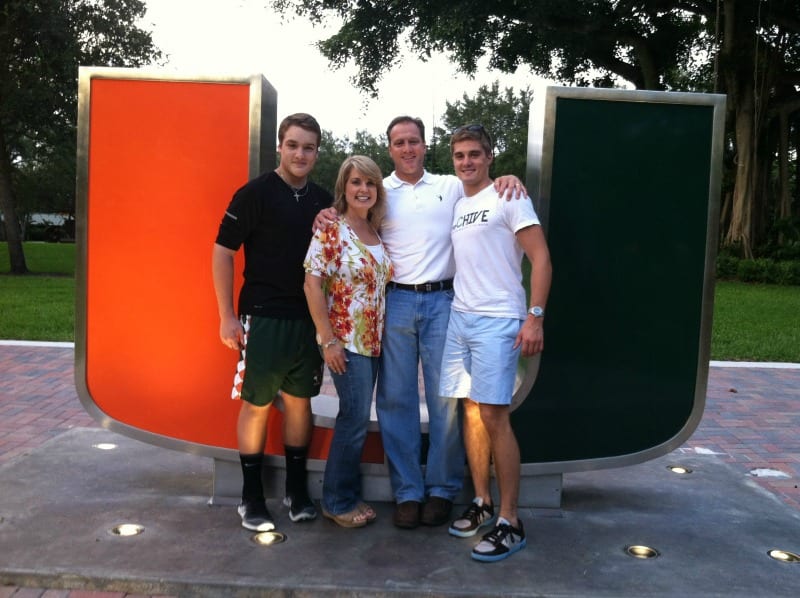 Tracy Hargen and family at University of Miami 