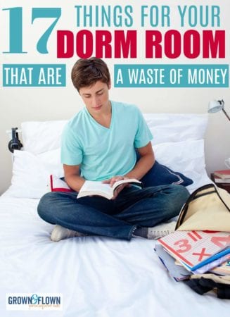 When you're shopping for your teen for their first dorm room, it's hard to know what they REALLY need. This list of things you don't need in your college dorm room is made by moms who have been their with their own teenagers. Here's what they use in the dorm and what they don't. #dorm #dorms #dormroom #dormideas #diydorm #dormlife #collegelife #collegekid #college