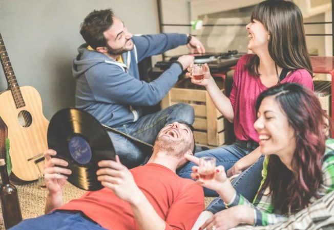 College students partying in dorm