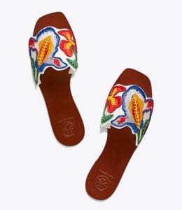 tory burch flowered slide