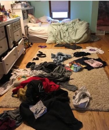 Messy teen bedroom