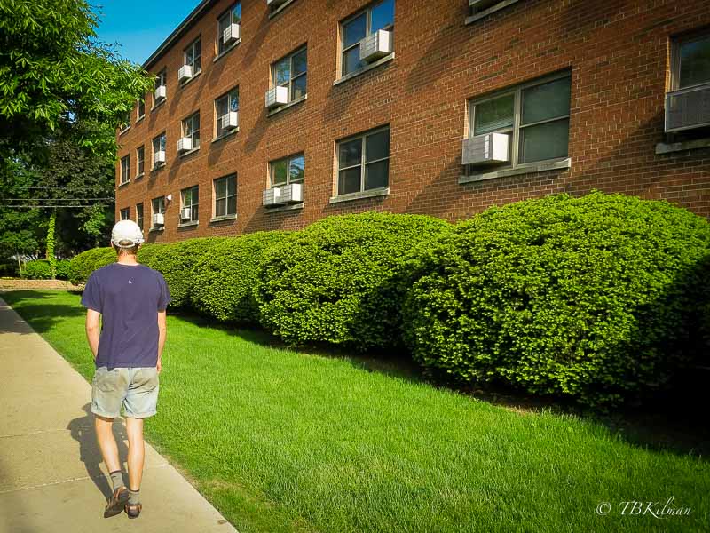 Average kid walking on college campus