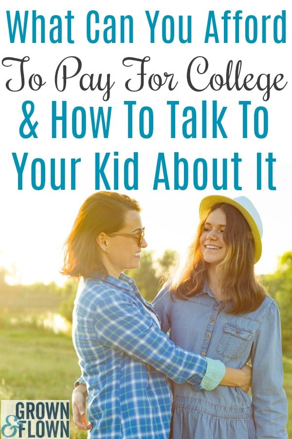 How to figure out what you can afford to pay for college tuition and how to have the talk with your kid about it. College costs are expensive and it's hard to figure out what your college budget will be. More important, how do you talk to your teen about their goals and expectations. #teens #teenager #momlife #college #costofcollege #collegecosts #collegetuition #collegebudget