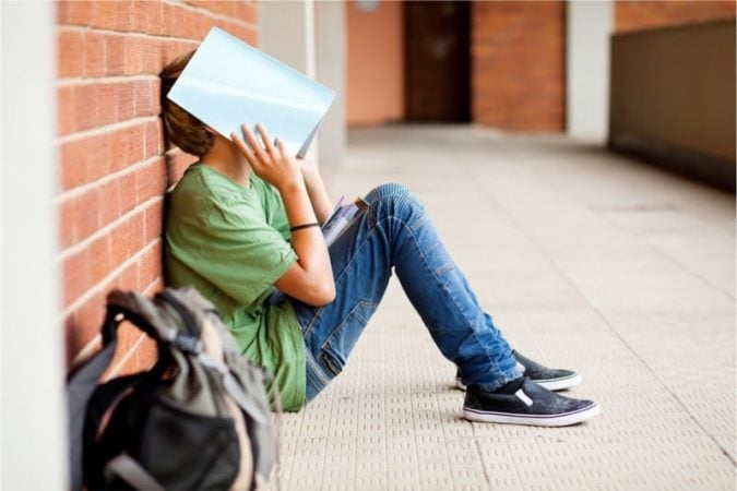 tween boy in hallway 