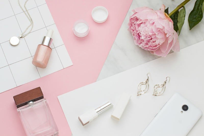 pink flat lay