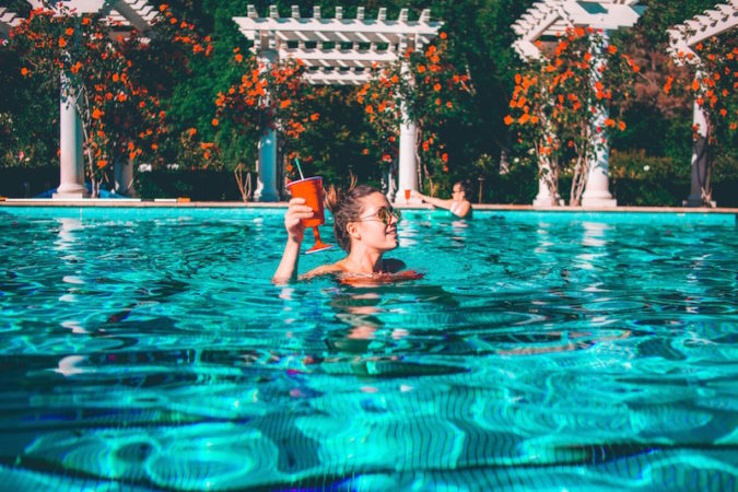 young woman in a pool 