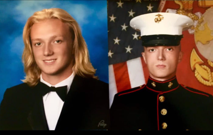 Teen at graduation and as a Marine