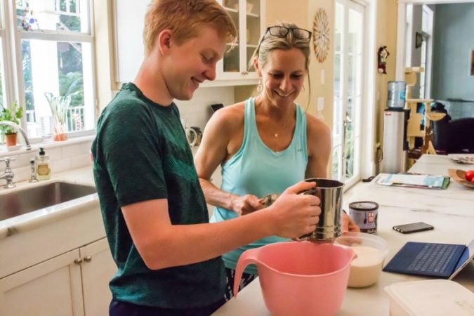 mom and son cooking