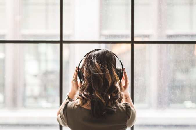 woman listening to music 