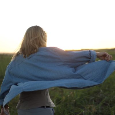 woman with blanket