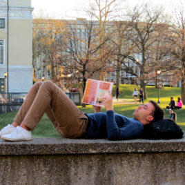 college student reading