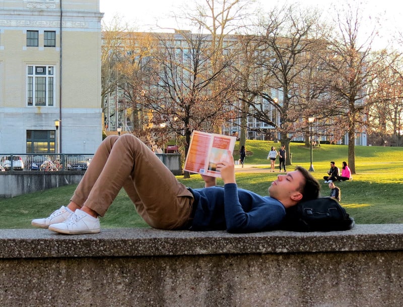 college student reading