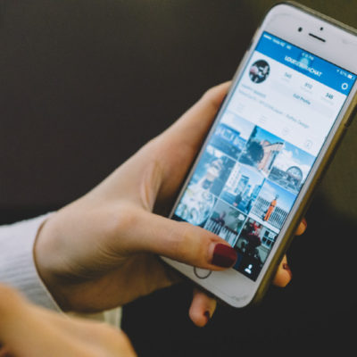Woman using Instagram