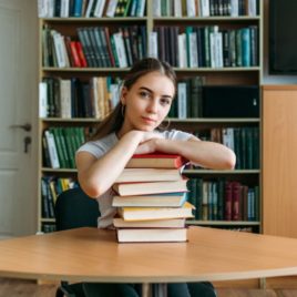 teen with books