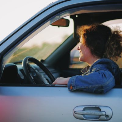woman driving car