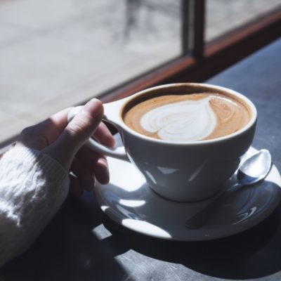woman drinking coffee