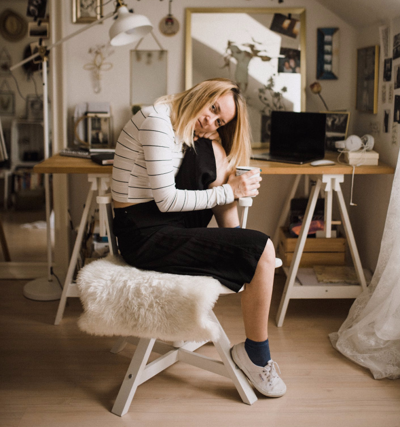 girl sitting on chair