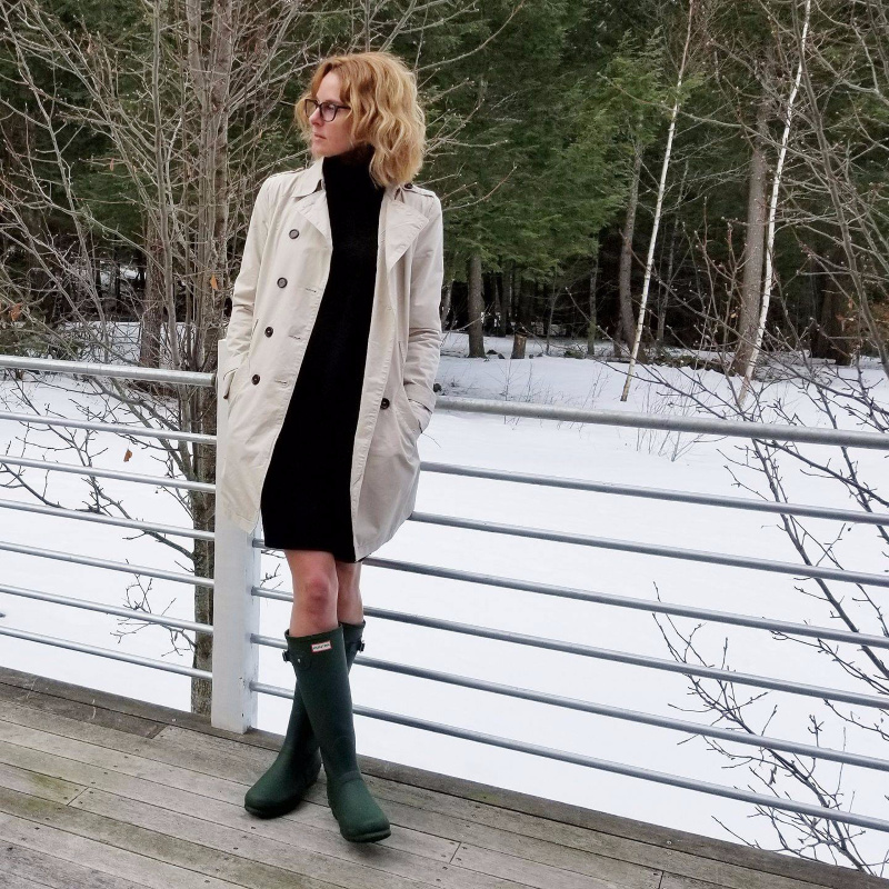 woman in coat in snow