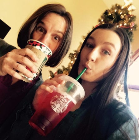 mom and daughter at Starbucks