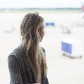 woman at airport window