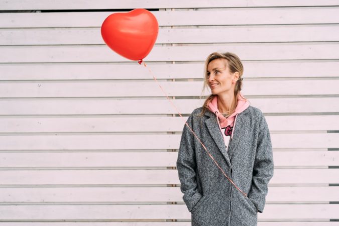 Valentine's Day balloon with woman