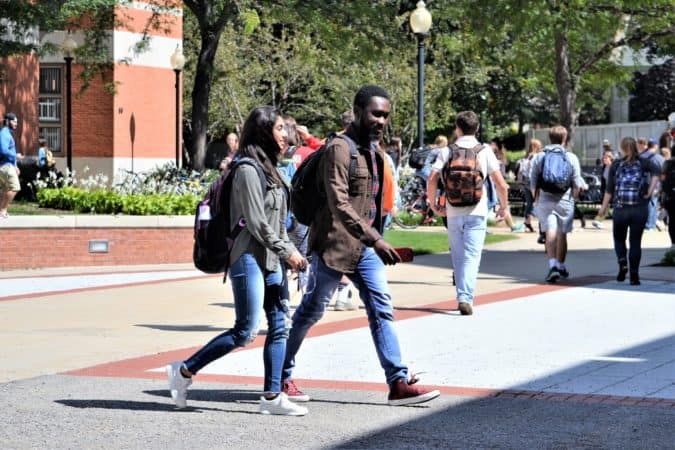 students walking