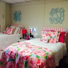 bright college dorm room