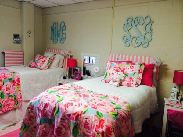 bright college dorm room