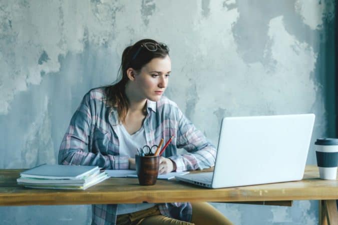 college student with laptop