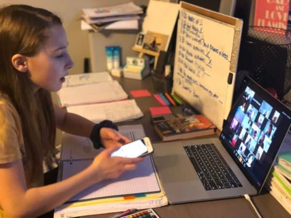 teen studying at home