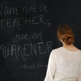 teacher at a blackboard