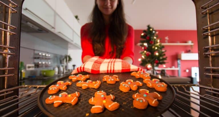 teen baking Christmas cookies