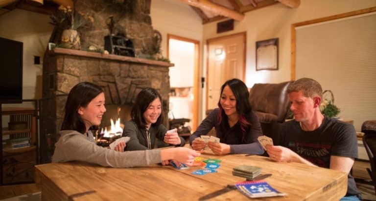 family playing cards