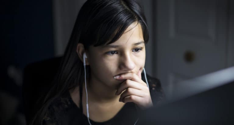 teen studying online