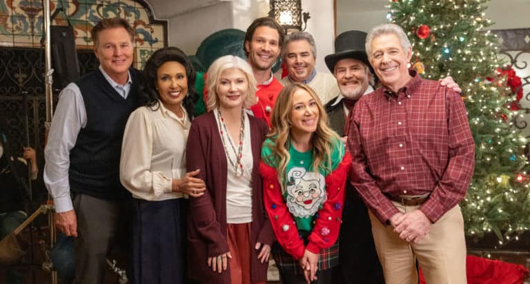 The all-star cast of "Blending Christmas" on Lifetime