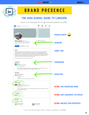 linkedin assignment for high school students