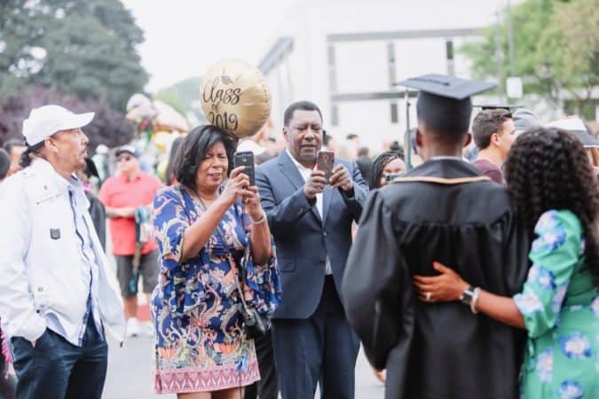 Black family at graduation