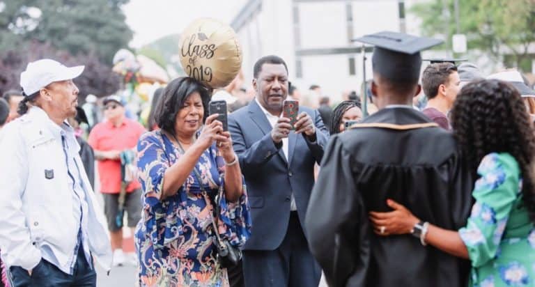 Black family at graduation