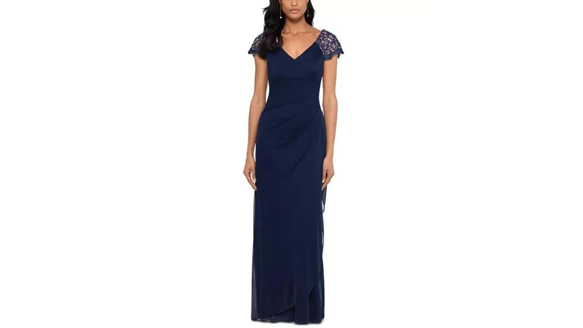 Xscape lace sleeve gown 